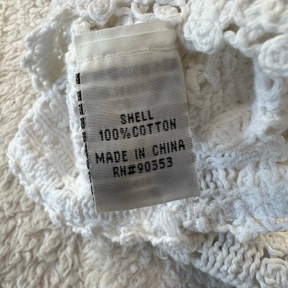 Rebellion White Crochet Cropped cardigan Button Knit Top boho Women’s Size small - Picture 3 of 6